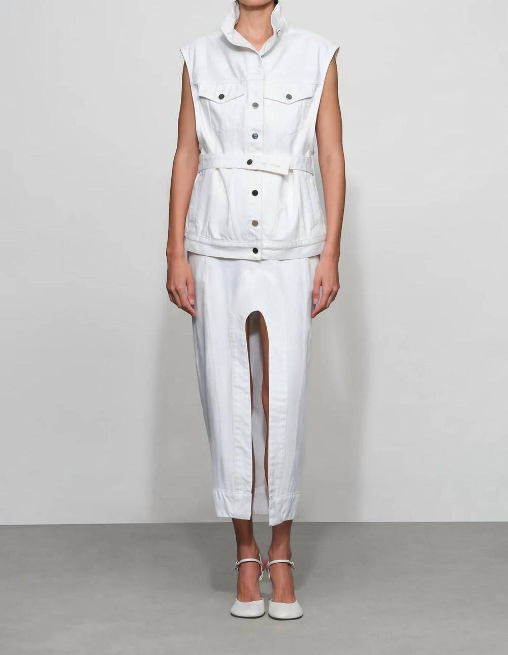 NEW ET OCHS women's sylas denim vest in white